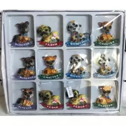 Магниты Собачки в боксе 12 шт 17523