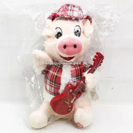 Мягкая игрушка Поросёнок с гитарой (музыкальный) 3880