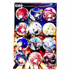 Значки Аниме Геншин на блистере 12 шт YP003