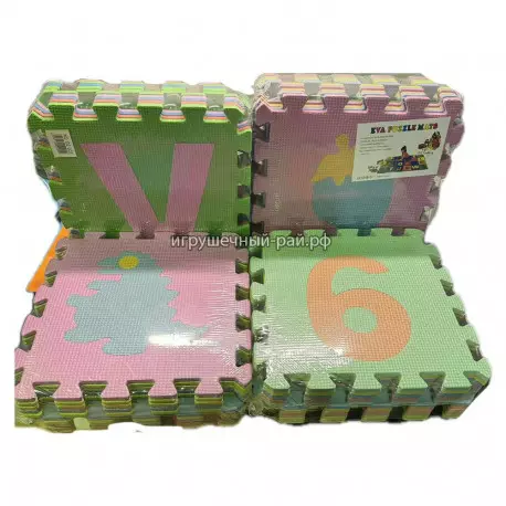 Детский коврик-пазл - Изучаем буквы, цифры, животных. DZ-002