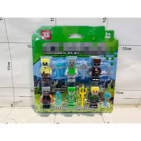 Фигурки для конструктора Майнкрафт (набор из 6 шт) на блистере 33400