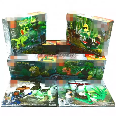 Конструкторы Динозавры (Lele, 4 вида, ~56 дет) бокс из 8 шт 39160