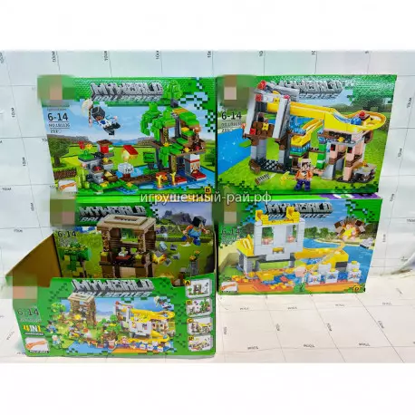 Конструкторы Майнкрафт (LB+, 4 вида, ~212 дет) бокс из 4 шт LB1136