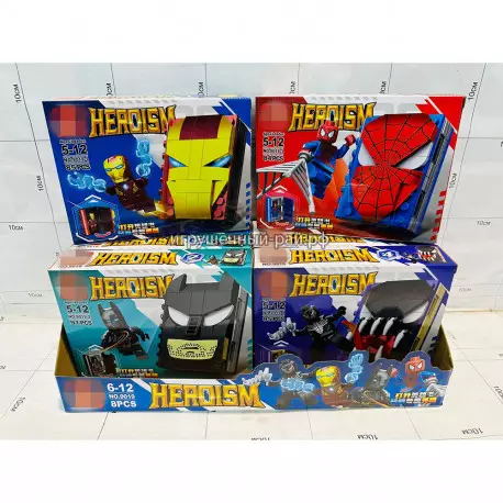 Конструкторы Супер-герои (OBM, 4 вида, ~95 дет) бокс из 8 шт 9019