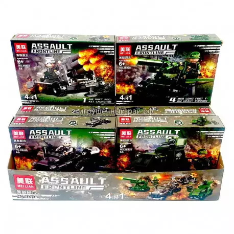 Конструкторы Армия (Mei Lian, 4 вида, ~90 дет) бокс из 8 шт 98438