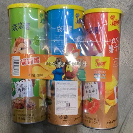 Чипсы Бурундуки в банке 70 гр (3 вида, уп. 3 шт)