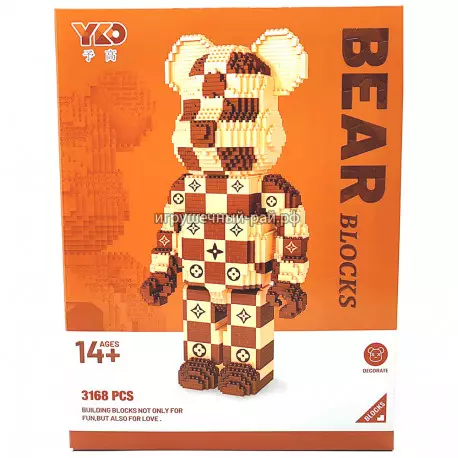 Микро-конструктор Медведь Бирбрик / Bearbrick (3168 дет) P2156