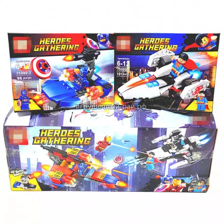 Конструкторы Супер-герои (LY, 4 вида, ~101 дет) бокс из 8 шт 75080